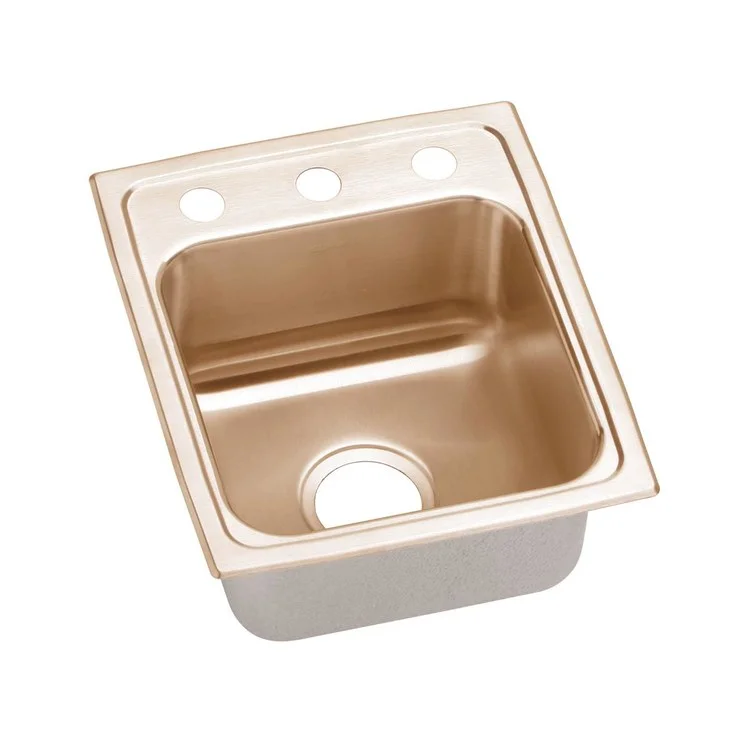 Kitchen Sink 13 x 16 Inch Single Bowl 1 Hole ADA Copper Drop-In Rectangle Drain Location Center Depth 5-1/2 Inch Full Spray Sides and Bottom