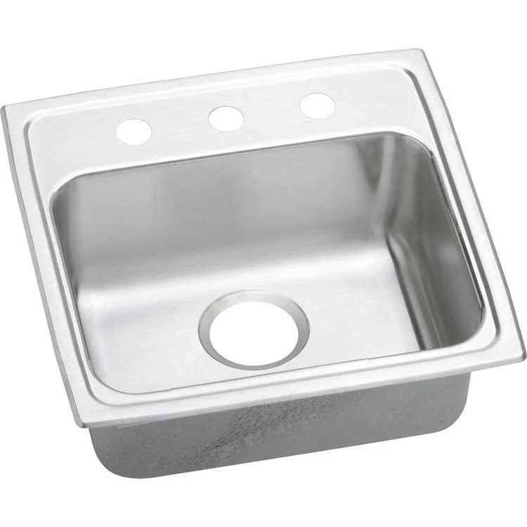 Kitchen Sink Lustertone Classic 19 x 18 Inch Single Bowl 3 Hole ADA Lustrous Satin Drop-In Rectangle Drain Location Rear Center Depth 6 Inch Quick Clip Mounting System Bottom Only Pads