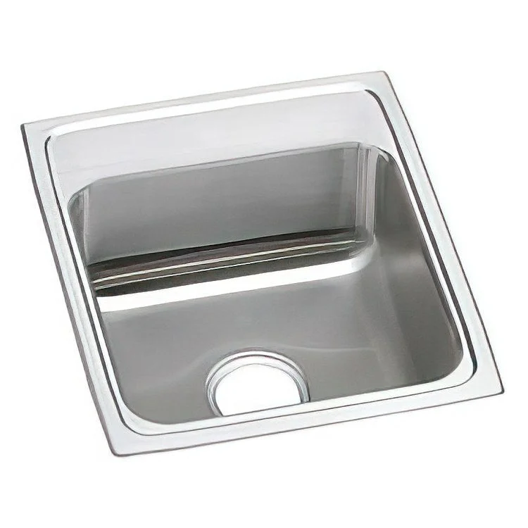 Kitchen Sink Celebrity 17 x 20 Inch Single Bowl Brushed Satin Drop-In Drain Location Center Bottom Only Pads