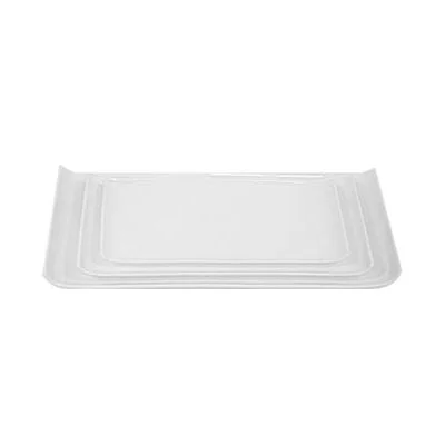 Fine Bone China William 12" x 5.5" Curled Rectangle Tray, White, 5 /Case