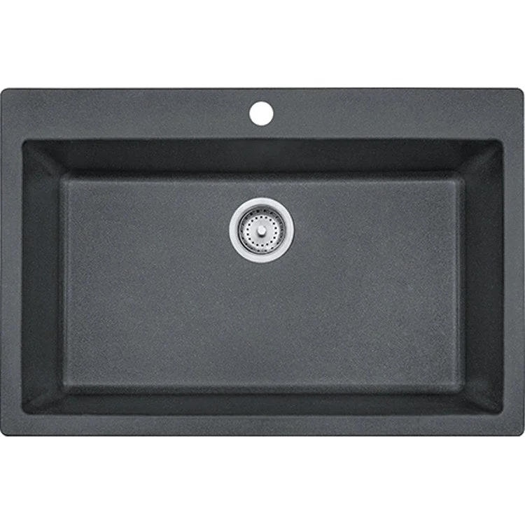 Kitchen Sink Primo 33 x 22 Inch Single Bowl Dual Mount 1-4 Hole Dark Gray Topmount/Undermount Rectangle