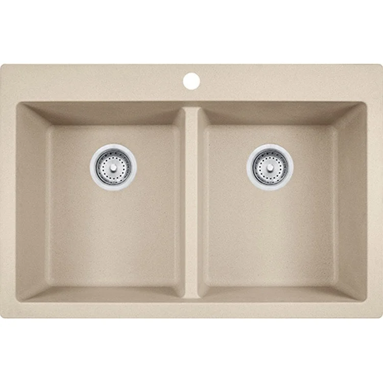 Primo 33" x 22" Double Bowl Granite Dual-Mount Kitchen Sink - Champagne