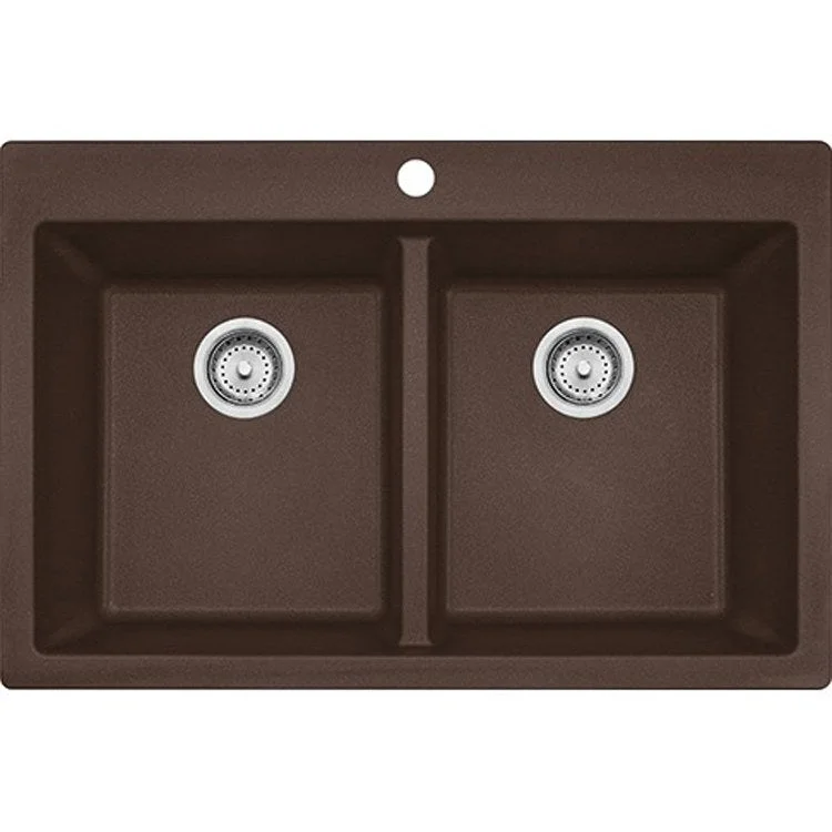 Primo 33" x 22" Double Bowl Granite Dual-Mount Kitchen Sink - Mocha