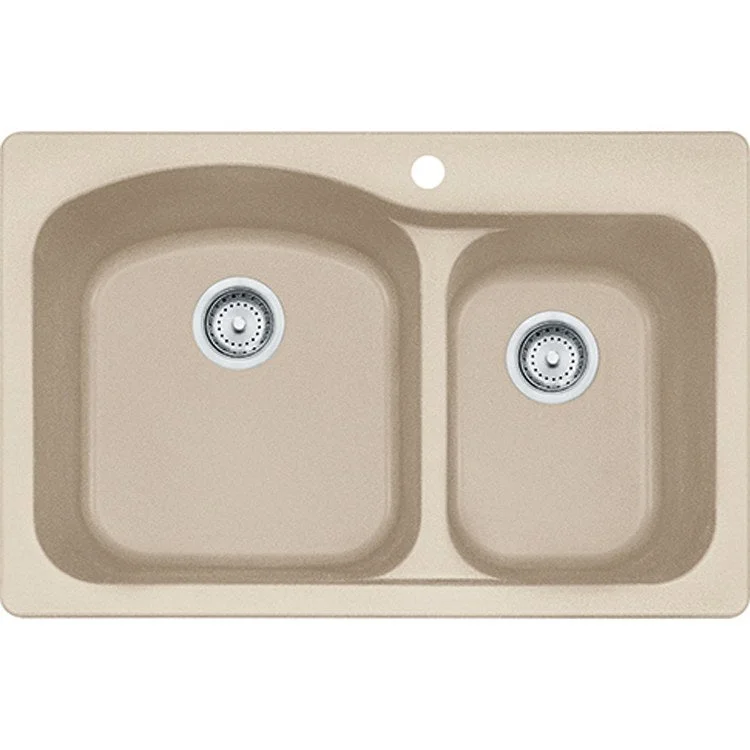 Gravity 33" x 22" Double Bowl Granite Dual-Mount Kitchen Sink - Champagne