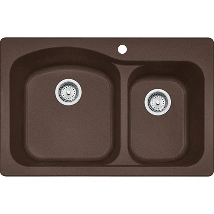 Gravity 33" x 22" Double Bowl Granite Dual-Mount Kitchen Sink - Mocha