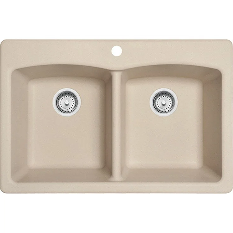 Ellipse 33" x 22" Double Bowl Granite Dual-Mount Kitchen Sink - Champagne