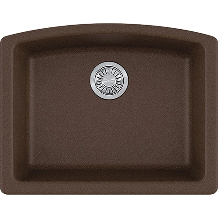 Ellipse 25" x 19.6" Single Bowl Granite Undermount Kitchen Sink - Mocha