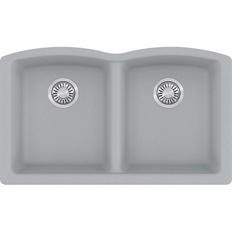 Ellipse 33" x 19.7" Double Bowl Granite Undermount Kitchen Sink - Stone Gray