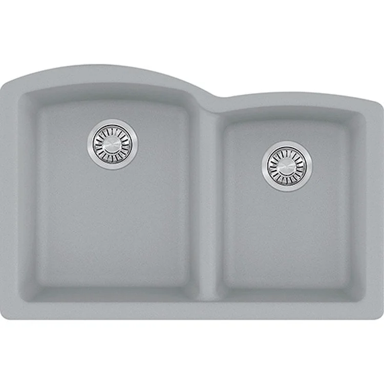 Ellipse 33" x 21.7" Double Bowl Granite Undermount Kitchen Sink - Stone Gray