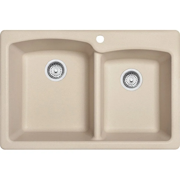 Ellipse 33" x 22" Double Bowl Granite Dual-Mount Kitchen Sink - Champagne