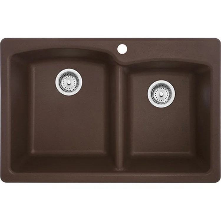 Ellipse 33" x 22" Double Bowl Granite Dual-Mount Kitchen Sink - Mocha