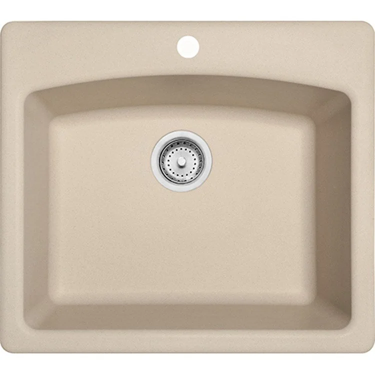 Ellipse 25" x 22" Single Bowl Granite Dual-Mount Kitchen Sink - Champagne