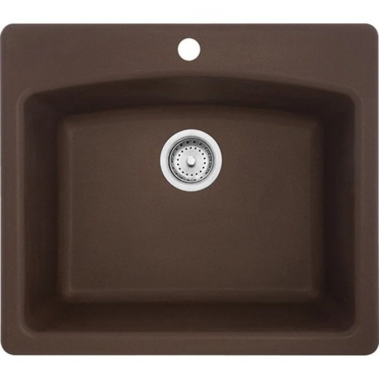 Ellipse 25" x 22" Single Bowl Granite Dual-Mount Kitchen Sink - Mocha