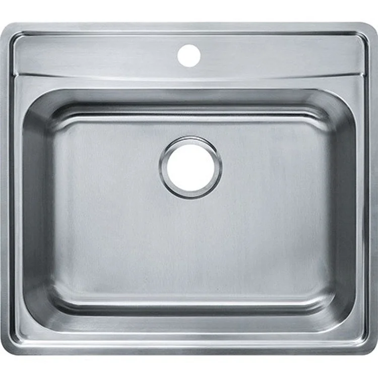 Kitchen Sink Evolution 22-1/2 x 25-1/2 Inch Single Bowl 1 Hole Satin C Deck Mount Rectangle