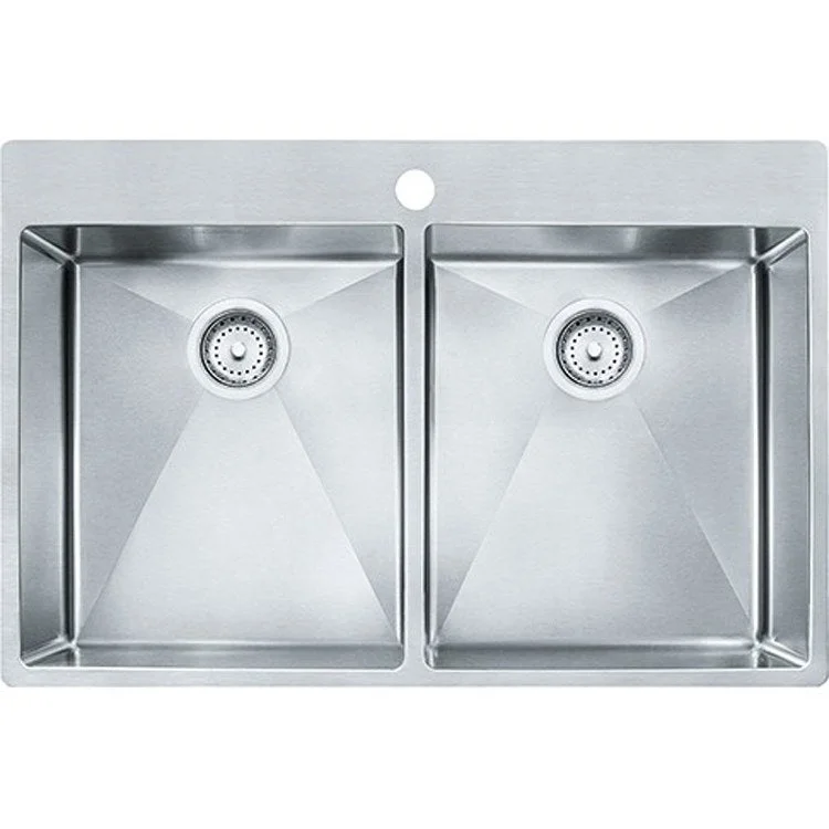 Kitchen Sink Vector 22-7/16 x 33-7/16 Inch Double Bowl 1 Hole Rectangle