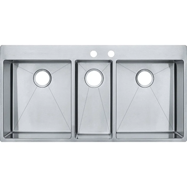 Kitchen Sink Vector 22 x 43 Inch Triple Bowl 2 Hole Polished Satin Rectangle