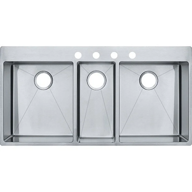 Kitchen Sink Vector 22 x 43 Inch Triple Bowl Kit 4 Hole Polished Satin Rectangle