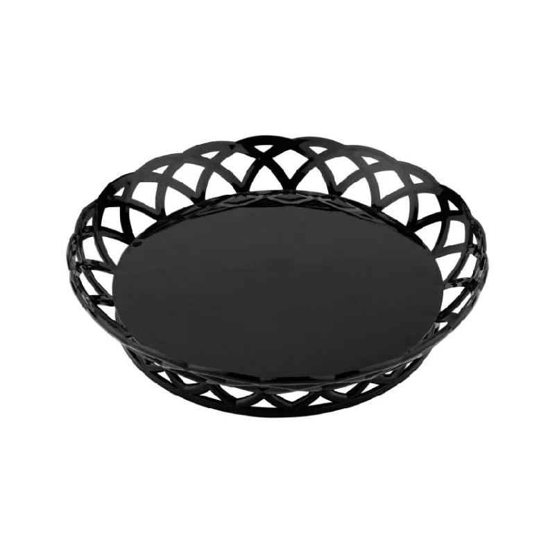 GET 10.5" Round Plastic Fast Food Basket, Black, 12 /Case