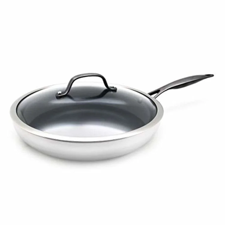 Venice Pro Noir 12" Ceramic Nonstick Covered Fry Pan with Helper Handle