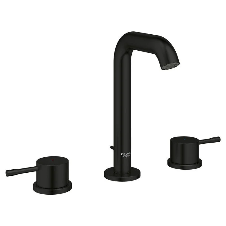 Lavatory Faucet Essence New Widespread M-Size 8 Inch Spread 2 Lever ADA CALGreen/CEC/WaterSense Matte Black 1.2 Gallons per Minute