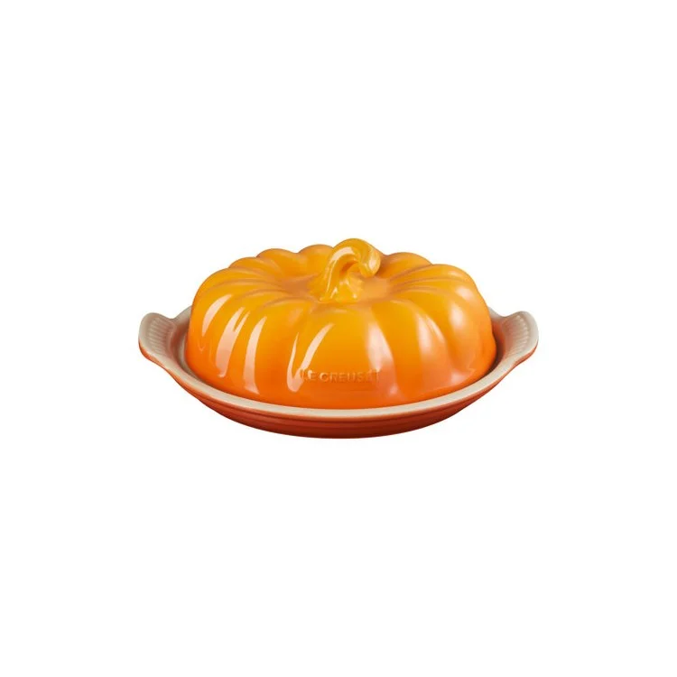 Pumpkin Stoneware Covered Butter Dish - Persimmon