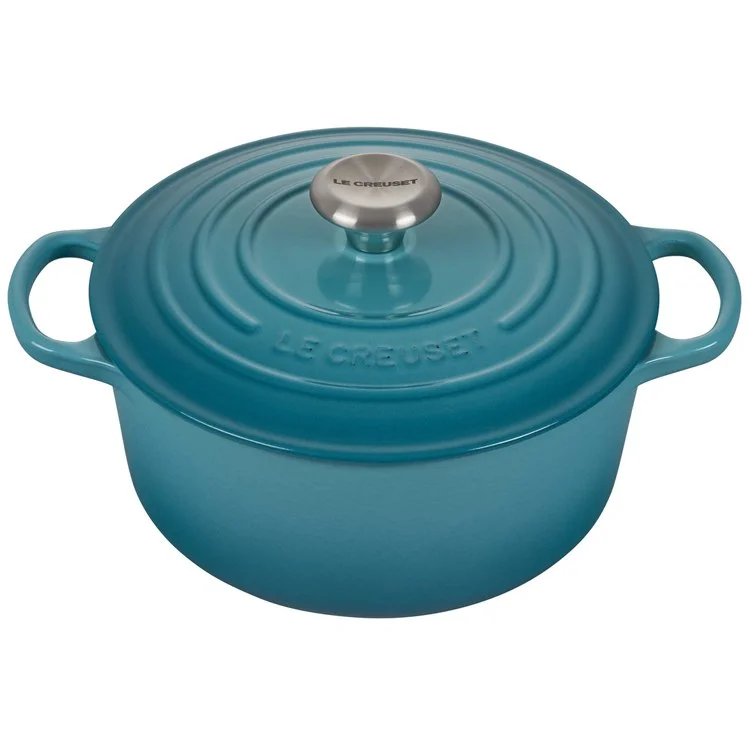 Signature 4.5-Quart Cast Iron Round Dutch Oven with Stainless Steel Knob - Caribbean