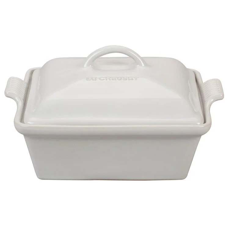 Heritage 2.5-Quart Stoneware Covered Square Casserole - White