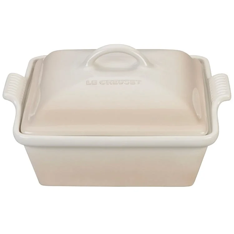 Heritage 2.5-Quart Stoneware Covered Square Casserole - Meringue