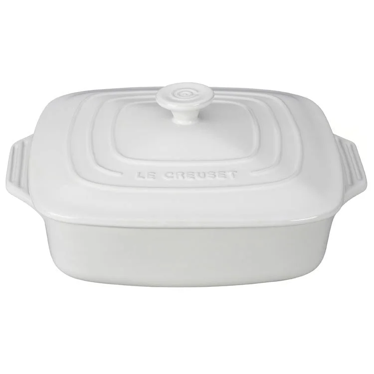 2.75-Quart (9.5") Stoneware Covered Square Casserole - White