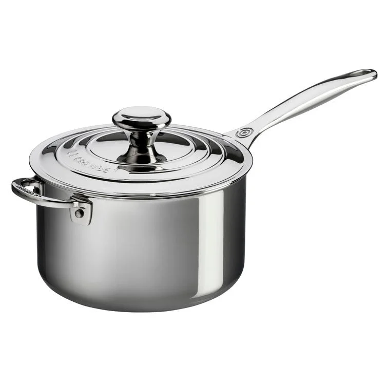 4-Quart Stainless Steel Saucepan with Lid & Helper Handle