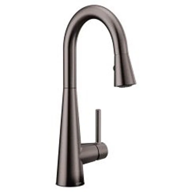 Bar Faucet Sleek 1 Lever ADA Black/Stainless Steel Pull Down 1.5 Gallons per Minute