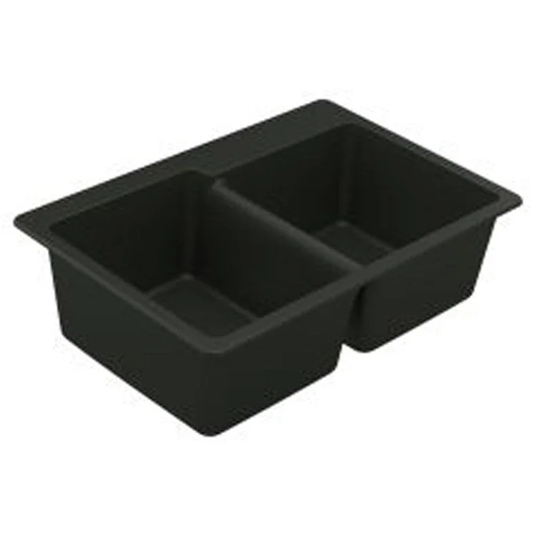 Kitchen Sink Granite Series 33 x 22 Inch 9-1/2 Inch Double Bowl Black Undermount or Drop In Rear Center Drain