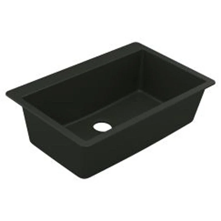 Kitchen Sink Granite Series 30-1/4 x 16-5/16 Inch 9-7/16 Inch Single Bowl Black Undermount or Drop In Rear Center Drain