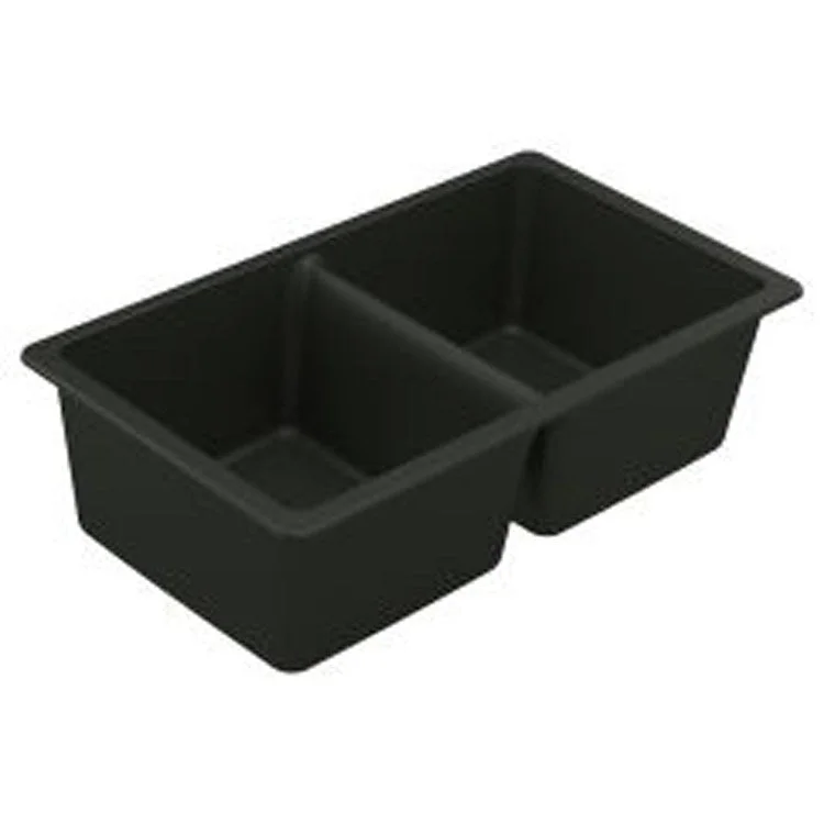 Kitchen Sink Granite Series 33 x 18-1/2 Inch 9-1/2 Inch Double Bowl Matte Black Undermount Rear Center Drain