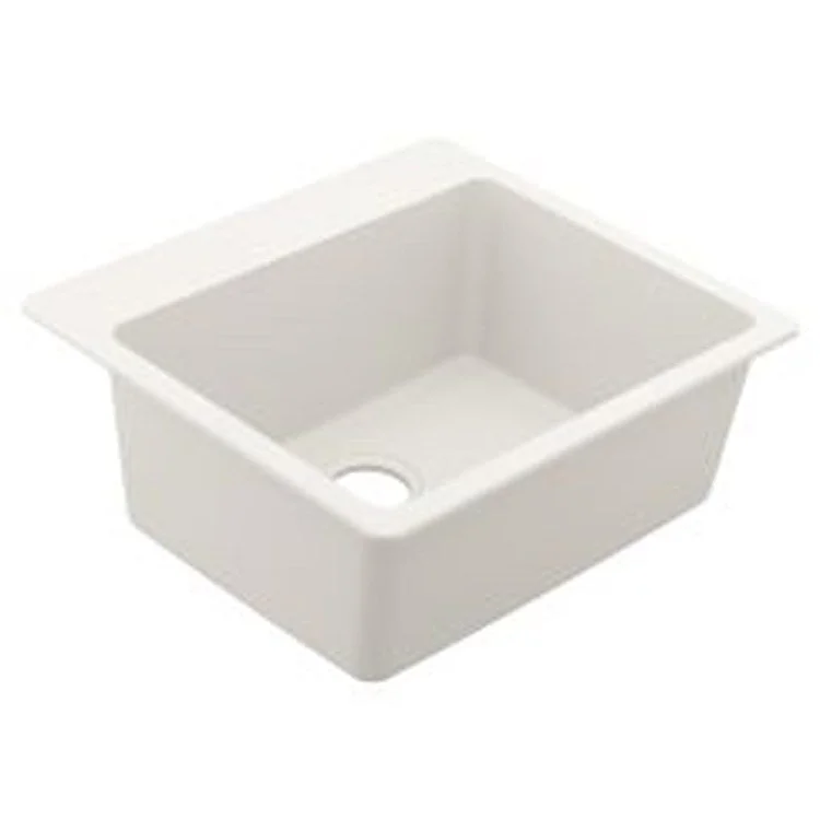 Kitchen Sink Granite Series 25 x 22 Inch 9-1/2 Inch Single Bowl White Undermount or Drop In Rear Center Drain