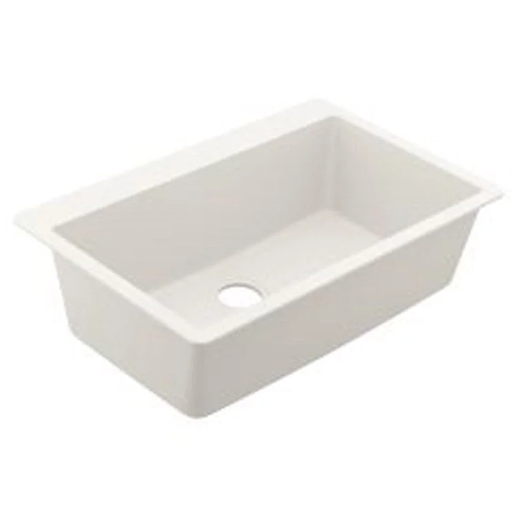 Kitchen Sink Granite Series 30-1/4 x 16-5/16 Inch 9-7/16 Inch Single Bowl White Undermount or Drop In Rear Center Drain