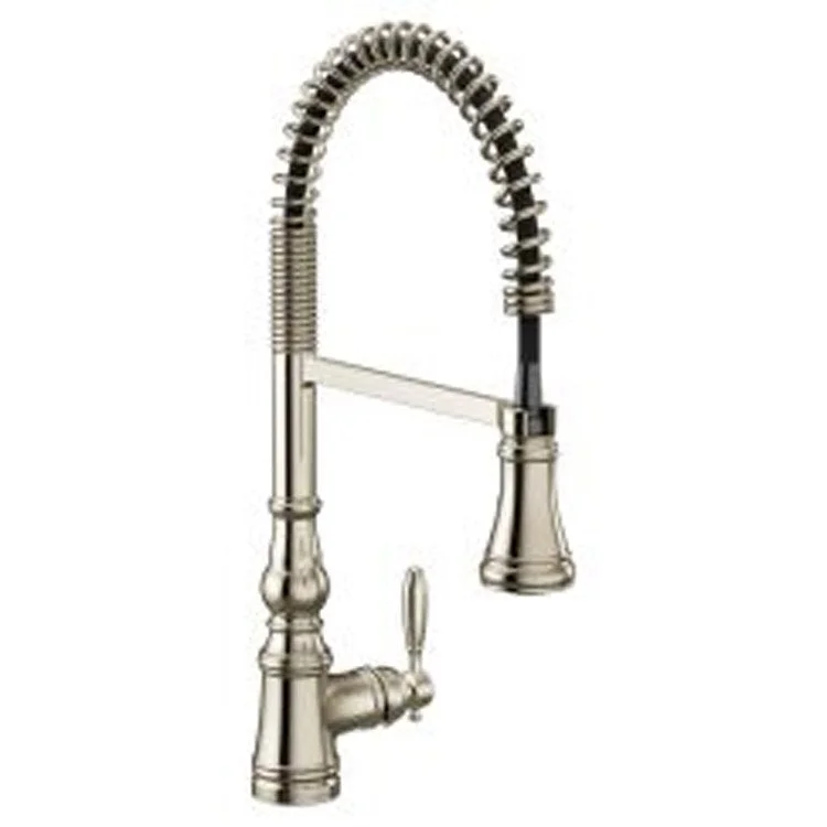 Kitchen Faucet Weymouth Spigot 1 Lever ADA Polished Nickel Pull Down