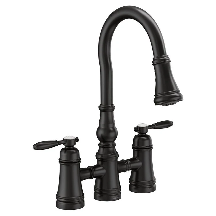 Kitchen Faucet Weymouth 2 Lever Cross ADA Matte Black 1.5 Gallons per Minute