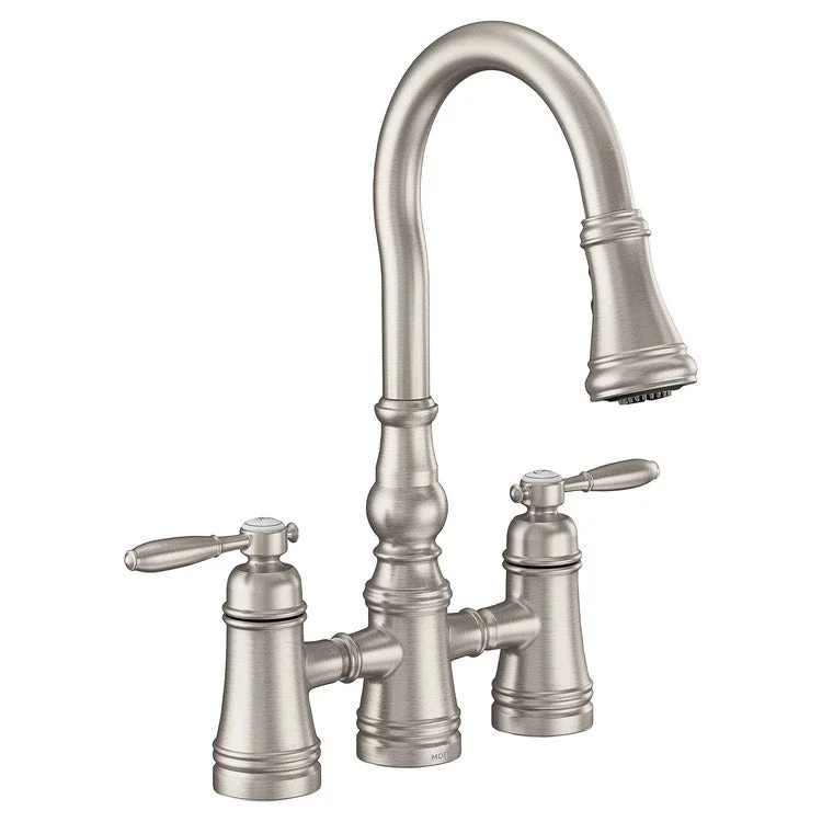 Kitchen Faucet Weymouth 2 Lever Cross ADA Spot Resist Stainless 1.5 Gallons per Minute