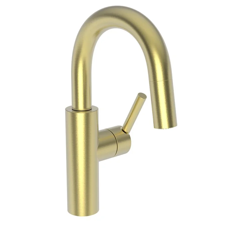 Bar Faucet East Linear 1 Lever ADA Satin Brass PVD Pull-Down Swivel Brass Spout Height 7-1/2 Inch 1.8 Gallons per Minute