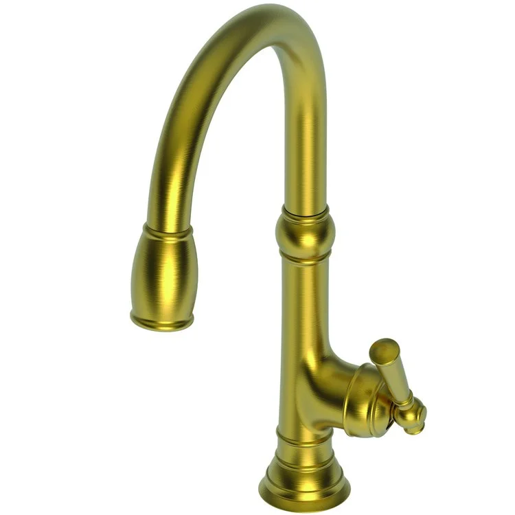 Kitchen Faucet Jacobean 1 Lever ADA Satin Brass PVD Pull Down Spout Height 9-4/5 Inch 1.8 Gallons per Minute