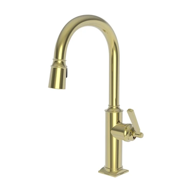 Kitchen Faucet Adams 1 Lever ADA Polished Brass Uncoated Living Pull Down Spout Height 10-1/2 Inch 1.8 Gallons per Minute