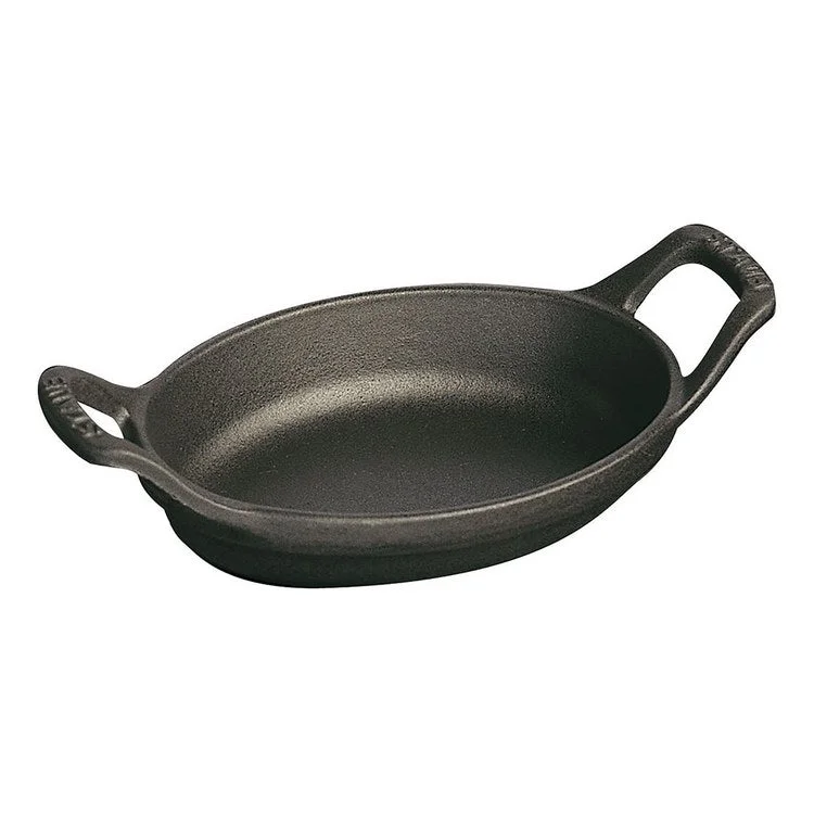 5.5" x 3.8" Cast Iron Mini Oval Gratin Baking Dish - Matte Black