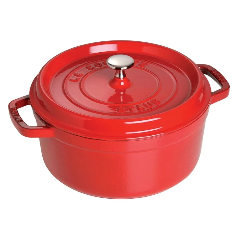 5.5-Quart Cast Iron Round Cocotte Dutch Oven - Cherry