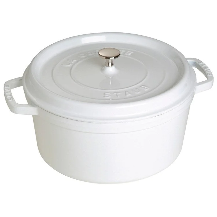 7-Quart Cast Iron Round Cocotte Dutch Oven - White