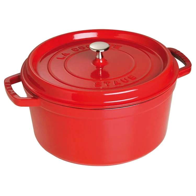 7-Quart Cast Iron Round Cocotte Dutch Oven - Cherry