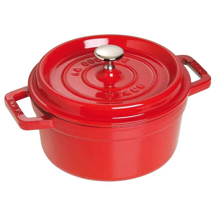 9-Quart Cast Iron Round Cocotte Dutch Oven - Cherry