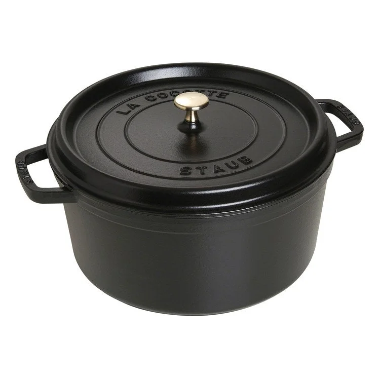 9-Quart Cast Iron Round Cocotte Dutch Oven - Black