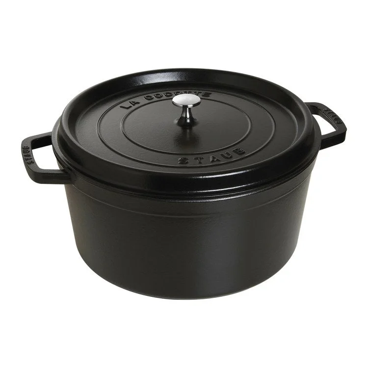 13.25-Quart Cast Iron Round Cocotte Dutch Oven - Matte Black