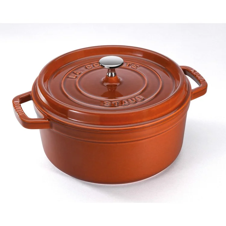 2.75-Quart Cast Iron Round Cocotte Dutch Oven - Burnt Orange